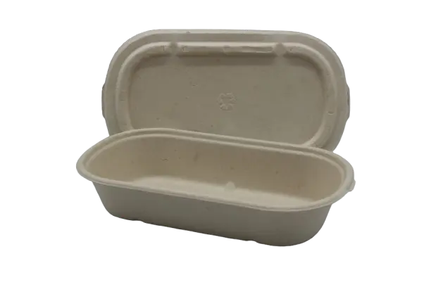 Bagasse Oval w/ Lid 850ml Medium (50pcs/pack)