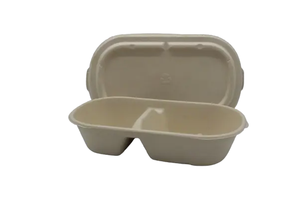 Bagasse Oval 2comp. w/ Lid 850ml Medium (50pcs/pack)