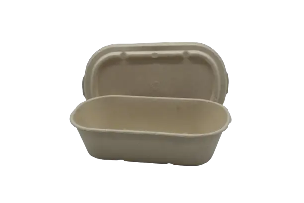 Bagasse Oval w/ Lid 1000ml Large (50pcs/pack)