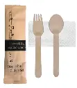 Bamboo Birch Spoon, Fork & Tissue Set (50pcs/pack)