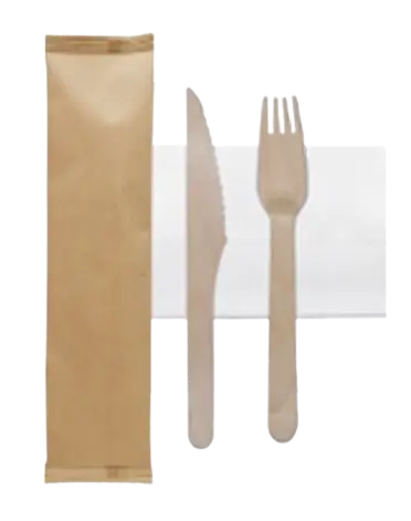 Bamboo Birch Fork, Knife & Tissue Set (50pcs/pack)