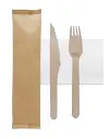 Bamboo Birch Fork, Knife & Tissue Set (50pcs/pack)