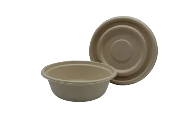 Bagasse Bowl - Round Deep w/ Lid 500ml Small (50pcs/pack)