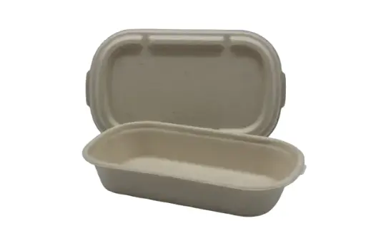 [ENO06FL] Bagasse Oval w/ Lid 500ml Small (50pcs/pack)