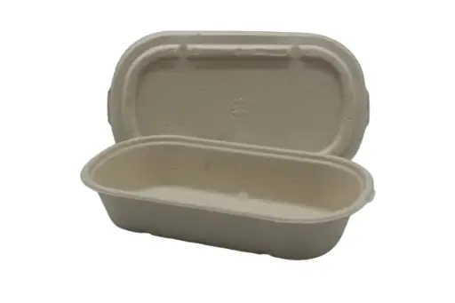 [ENO01FL] Bagasse Oval w/ Lid 850ml Medium (50pcs/pack)