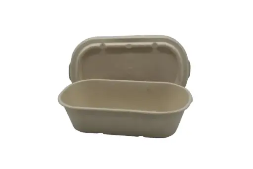 [ENO05FL] Bagasse Oval w/ Lid 1000ml Large (50pcs/pack)