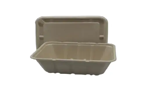 [ENO10FL] Bagasse Rectangle Box w/ Lid 2500ml XL (50pcs/pack)