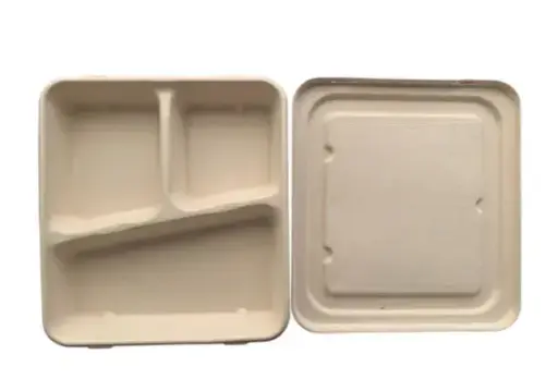 [ENHB3CO] Bagasse Bento 3comp. (50pcs/pack)