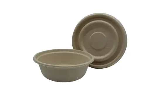 [ENO0RB5] Bagasse Bowl - Round Deep w/ Lid 500ml Small (50pcs/pack)